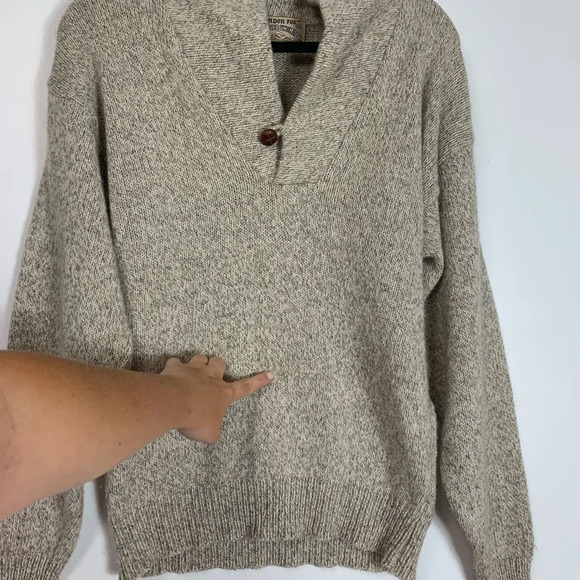 London Fog Oatmeal Wool Shawl Collar Sweater Vintage Knit Pullover Men Small USA - Picture 7 of 12